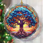 Tree of Life Stained Glass Christmas Ornament, Christmas Tree Decoration, Gift for Holidays