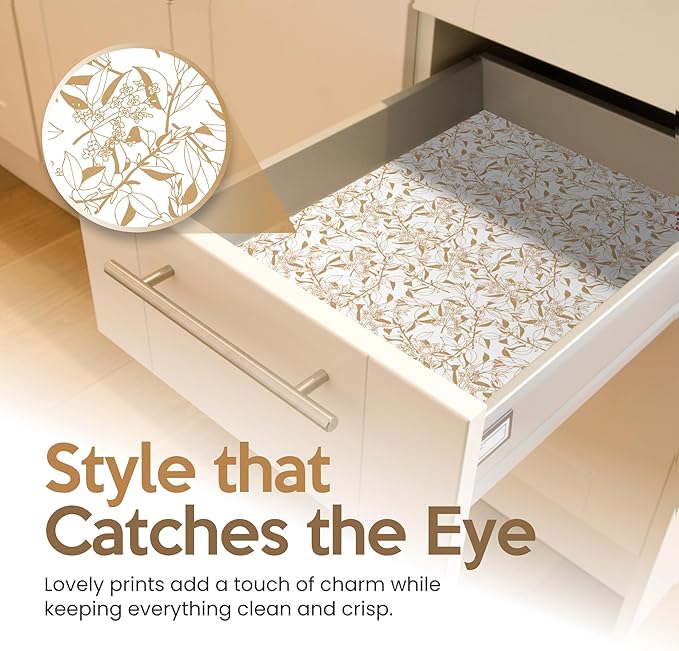 Sandalwood Scented Drawer Liners for Dresser Drawers (10 Large Sheets, 19.7" x 14.4") - Non Adhesive Drawer Paper Liner for Bedroom Dresser & Closet Shelves by Linda’s Essentials