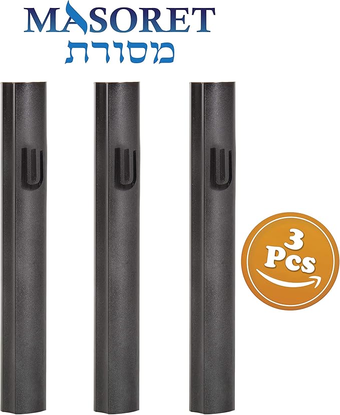 3-Piece Aluminum Door Mezuzah Cases: Special Profile, No Holes, 3-Inch 7cm Hebrew Parchment Scroll Holder Boxes