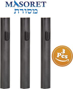 3-Piece Aluminum Door Mezuzah Cases: Special Profile, No Holes, 3-Inch 7cm Hebrew Parchment Scroll Holder Boxes