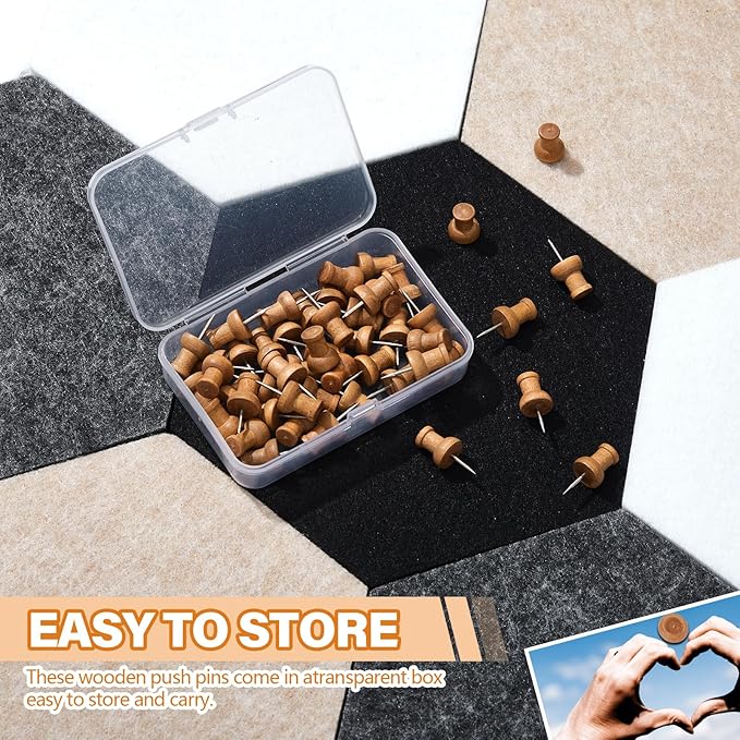 Mindsoft 16 Pcs Hexagon Cork Board for Walls with 50 Wooden Push Pins 6.7 x 5.9 in Felt DIY Tiles Notice with Nano Tape Hanging Bulletin Board for Home Photo Office Memo Note(Classic Colors)