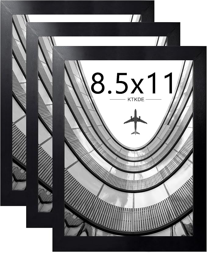 KTKDE 8.5x11 Picture Frame set of 3, Certificate Document Frame Diploma Frames Black, Poster and Photo for Wall Hanging or Tabletop with Shatter Resistant Plexiglass Home Decor best gift