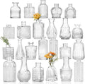 CUCUMl 24 Pack Glass Bud Vases in Bulk for Centerpieces, Clear Vintage Decorative Small Vases for Flowers, Wedding Rustic Home Table Decor