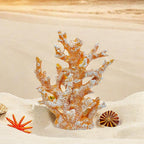 Etlemonde Beach Coastal Decor Coral Reef Home Decor Coral Statue Sculpture Home,Desk,Bathroom,Desktop Shelf Statue,Marine Themed Gifts (Golden Orange Coral)