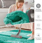 OLANLY 2x6 Machine Washable Runner Rugs for Hallway, Soft Fluffy Shaggy Bedside Rugs for Bedroom, Living Room, Indoor Floor Carpet for Kids Girls and Boys, Home Decor Aesthetic, Teal Green