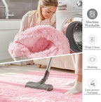 OLANLY 9x12 Machine Washable Large Area Rugs for Living Room, Bedroom, Soft Fluffy Shaggy Bedside Rug, Indoor Floor Carpet for Kids Girls and Boys, Dorms, Nursery, Home Decor Aesthetic, Pink