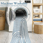 Lahome Abstract Washable Rugs, 4x6 Blue Rug for Bedroom Nursery Soft Non Slip Modern Living Room Rug, Ultra-Thin Non-Shedding Throw Carpet for Entryway Kitchen Office(4'x6',Blue/White)