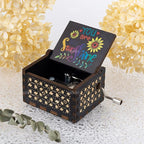 AUEAR, You are My Sunshine Wooden Music Box Hand Crank Laser Engraved Vintage Musical Small Unique Gift for Birthday Wedding Christmas Valentines Day (Style B)