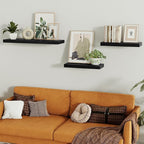 Vivelove Black Bathroom Shelves Over Toilet, 16" Floating Shelves, Wall Shelf for Bathroom Bedroom, Living Room, Kitchen, Office Home Decor, Narrow Shelves with Invisible Brackets Set of 2