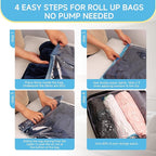 Compression Bags for Travel - Travel Essentials - 25 Pack Space Saver Bags - No Vacuum Needed - Compression Packing Bags for Cruise Accessories