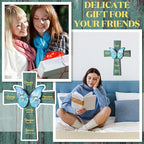 Panelee 11.81 Inch Christian Cross Wall Decor Wooden Cross Sign Inspirational Bible Verse Wood Wall Decor Scripture Hanging for Church Room Office Kitchen Gifts