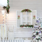 60cm Artificial Christmas Norfolk Pine Cedar Swags with Velvet Bow Greenery Decoration for Mantel Window Mirror Picture Frame Mailbox Holiday Indoor Outdoor Home Decor (Red Berry, 60cm/23.6'')
