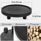 Tikea Farmhouse Wood Display Riser, 10 in. Farmhouse Pedestal Stand for Living Room Kitchen Bathroom Counter Decor, Round Display Tray for Coffee and Soap Dispenser (Black)
