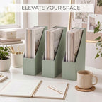 ZICOTO Beautiful Magazine Holder Set Of 3 - Sturdy File Holder to Organize Your Desk Or Shelves - The Perfect Office Storage to Effortlessly Organize Your Paperwork/Files, Magazines, Books Or Binders
