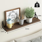 YGEOMER 23.6 Inch Floating Shelves for Wall, Farmhouse Wall Shelves for Bedroom, Bathroom Storage, Living Room and Kitchen Decor (Set of 6 Brown)