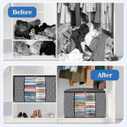 Direct 100L, 6 Pack, Storage Containers, Large Clothes Storage Bins Foldable Organization and Storage Bags with Reinforced Handle, Clear Window for Bedding, Blankets, Clothing, Black