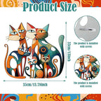 Wesiti Cat Wall Art Decor Iron Wall Sculptures Decor for Cats Lover 13.7 x 13 Inches Colorful Mid Century Cat Retro Signs for Home Living Room Bedroom Kitchen Office(Opulent)
