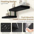 FLYJOE 24 Inch Long Floating Shelves for Wall Set of 1, 12" D Wood Grain Bathroom Shelves with Invisible Brackets, Easy Install Engineered Wood Storage Shelves for Kitchen, Living Room, Bedroom