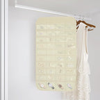 Hanging Jewelry Organizer Storage, 40 Pockets 36 Hooks Necklace Earring Bracelet Ring Organizer, Double - Sided Design, Beige