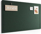 Fluxynara Bulletin Board,35.4" x 23.6" Cork Board Alternative with 12 Safe Removable Adhesive Tabs, Foldable Felt Pin Board for Home Office, Classroom, Bedroom,Entryway for Walls—Pine Green