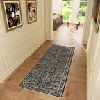 Vintage Floral Area Rug Runner 2x6 Washable Ultra-Thin Boho Carpet for Hallway, Kitchen, Bedroom, Bathroom, Laundry Room