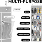 Simple Houseware 24 Pockets - Crystal Clear Over The Door Hanging Shoe Organizer, Gray (64'' x 19'')
