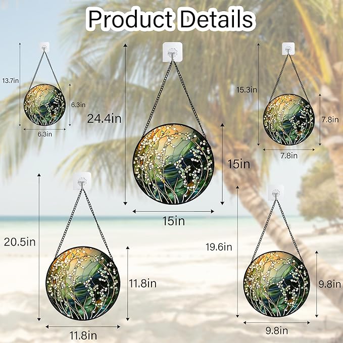 Stained Glass Suncatcher, Yellow Green Gradient Flower Sun Catcher Plants Stain Glass Window Hanging Decoration Mother's Day Birthday Gifts for Women Men Mom and Nana 15 in