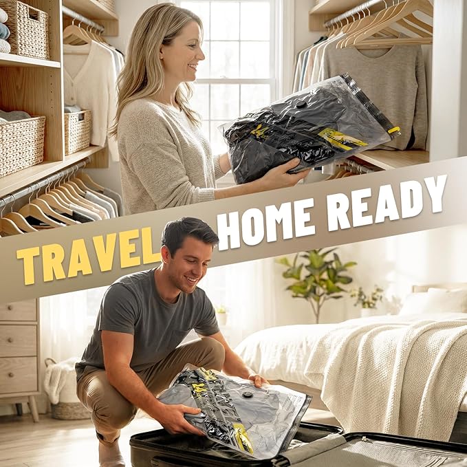 Cordless Vacuum Bags for travel - 18 Pack Rechargeable Wireless Vacuum Seal Bags for Clothing Travel, Space Saver vacuum storage bags with pump for Clothes, Blankets & Luggage Organization