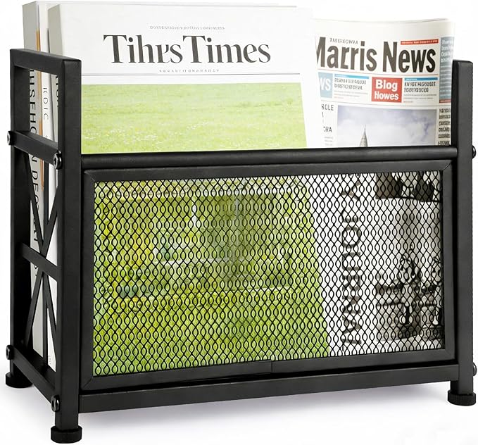 Black Magazine Holder, Magazine File Holder, Magazine Rack Floor Magazine Basket, Magazine Stand for Letters, Magazines, Books, Newspapers, Folder Organizer Bin for Books
