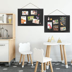 AKTOP 2-Pack Black Cork Board with Linen 16.7" X 11", Small Framed Bulletin Board for Wall, Hanging Pin Board Picture Board for Home Office Decor, Cute Vision Board with 25 Pushpins