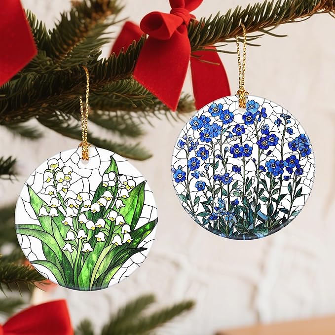 Flower Hanging Ornament, Christmas Ornaments, Xmas Decorations for Tree, Ornaments for Christmas Tree, Holiday Ornament, Flower Themed Gifts, Holiday Party Gifts, and Xmas Gift Ideas - Forget-Me-Not