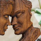 BGCOPPER Wooden Couple Statue, Abstract Couple Sculptures Ornament for Home Decor Women Gift for Anniversary Wedding (8 Inch)