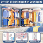 Ulif E12 Pro Clothes Rack，Heavy Duty Freestanding Garment Rack with Shelves，Metal Clothing Closet Storage System for Hanging Clothes，71" W x 16" D x 76.5" H, Hold 960 lbs，Pink