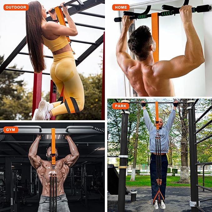 HPYGN Two Foots Pull Up Assistance Bands, Heavy Duty Resistance Band for Pull Up Bar, Adjustable Weight/Size with Fabric Feet/Knee Rest, Bands for Pull Up Assist for Strength Training, Pull Up