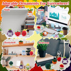 VioraWhite 18 Pcs Fruits Vegetables Positive Emotional Dolls Bulk Encouragement Emotional Knitted Crochet Gifts with Positive Words for Friends Coworker Decorations for Home Office