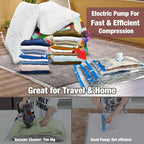 HIBAG Vacuum Storage Bags with Electric Pump, Vacuum Seal Bags for Clothing, Pillows, Blanket Bedding Comforters, 10 pack Jumbo
