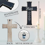 dsjaidh Cross Wall Decor - Black Scripture Wooden Cross For Wall - Gothic Wooden Hanging Signs Christian Easter Decor for Home Office Church Baptism - Christian Gifts for Men Women (Faith) - A07