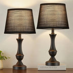 Luvkczc Table Lamp Set of 2, 19" Mordern Bedside Lamps for Living Room & Bedroom, Linen Shade Desk Lamps for Nightstand, Office, Study(Bulb not Included)
