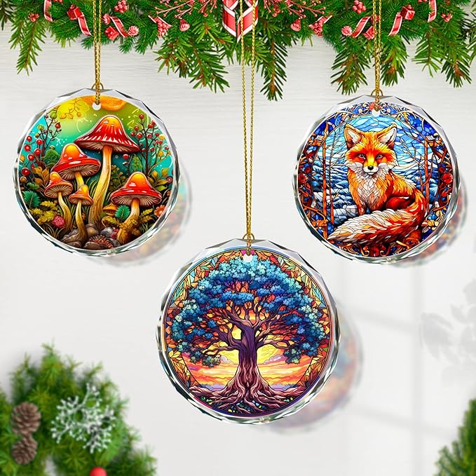 Tree of Life Stained Glass Christmas Ornament, Christmas Tree Decoration, Gift for Holidays