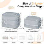 Comforter Storage Bag - 110L Large Capacity Blanket Storage Bags 2-Layer Ultra Space Saving Self Compression Organizer, Washable Compression Bags for Storage Comforter Blanket, 6-Pack, Grey