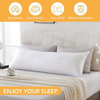 Oubonun Premium Striped Body Pillow, Breathable Cooling Cotton Cover, Soft and Fluffy 3D Down Alternative Microfiber Filled, Long Bed Pillow for Side Sleepers, 20"x54"
