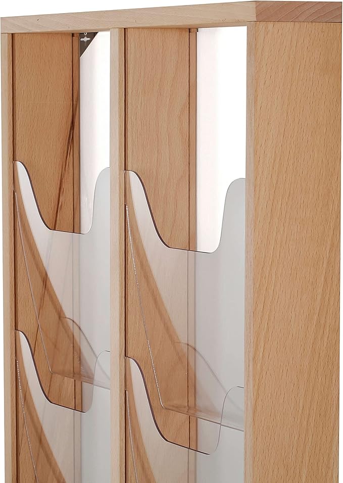 M&T Displays Wall Mount Natural Wood Magazine Brochure Rack Wooden Leaflet Literature Catalog Holder Easy Assembly Durable Clear PET G Pocket 10x(8.5x11) Inch for School Office Hospital Hotel Indoor