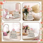 Yuntau 4 Pcs Farmhouse Flower Wooden Table Decor Farmhouse Tiered Tray Decor Rustic Faux Decorative in a World Where You Can Be Anything Be Kind Block Sign Inspired Centerpiece for Home Shelf