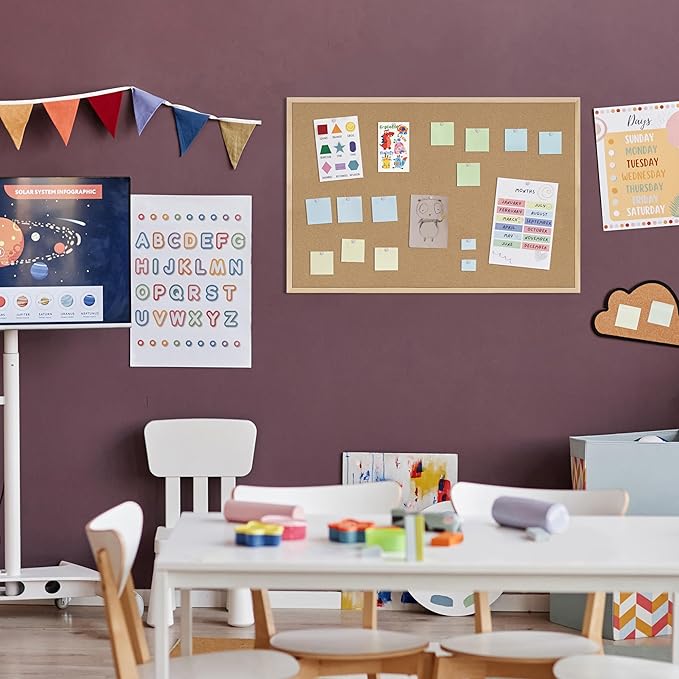 DAHAPYBOO Cork Board 2Pack,36x24 Bulletin Board for Office with Pin Oak Wood Boards, Message Board or Vision Board.