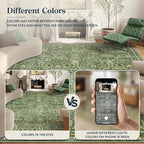 Lahome Moss Green Area Rug 8x10, Machine Washable Low Pile Thin Carpet for Living Room, Non-Slip Boho Rug for Bedroom Dining Office Apartments Home Decor