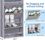 KEETDY Over The Door Shoe Organizer Fit 20 Pairs Sneakers Large Hanging Shoe Rack for Closet Door, Deep Shoe Storage Holder for Boots, Heels, Grey