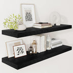Vivelove 12" Deep Floating Shelves for Wall 36 Inches Long, 2 in Thick Wall Shelves, Shelf for Bedroom, Bathroom, Living Room, Kitchen, Office, Modern Home Decor, 36" X 12" X 2", Set of 2, Black