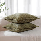 HPUK Fall Chenille Soft Throw Pillow Covers 18x18 Set of 2, Accent Cushion Covers for Living Room, Bedroom, Decorative Solid Color Pillow Covers for Couch, Sofa, Chair, Dusty Green