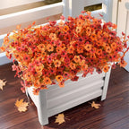 Artificial Fall Flowers for Outdoor, 12 Bundles 4 Colors Faux Mums Fake Fall Plants for Decoration, UV Resistant No Fade Silk Plastic Flower for Autumn Porch Patio Planters Windowbox Yard Garden