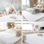 OLANLY 7x7 Machine Washable Large Area Rugs for Living Room, Bedroom, Soft Fluffy Shaggy Bedside Rug, Indoor Floor Carpet for Kids Girls and Boys, Dorms, Nursery, Home Decor Aesthetic, White